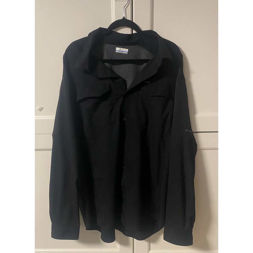 Columbia Silver Ridge Black Long Sleeve Hiking Fishing Shirt Mens XXL
